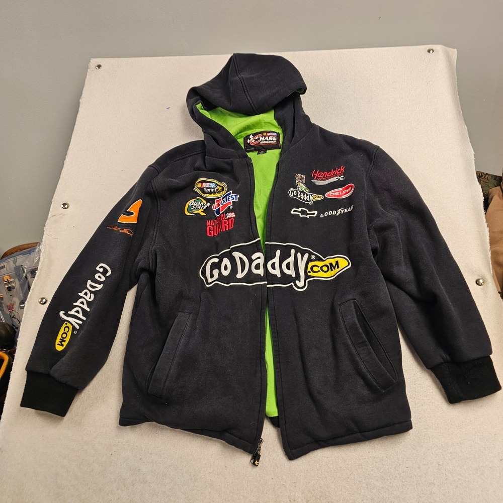 Chase Authentics NASCAR Mark Martin 5 GoDaddy Zip Hoodie Mens Medium Black